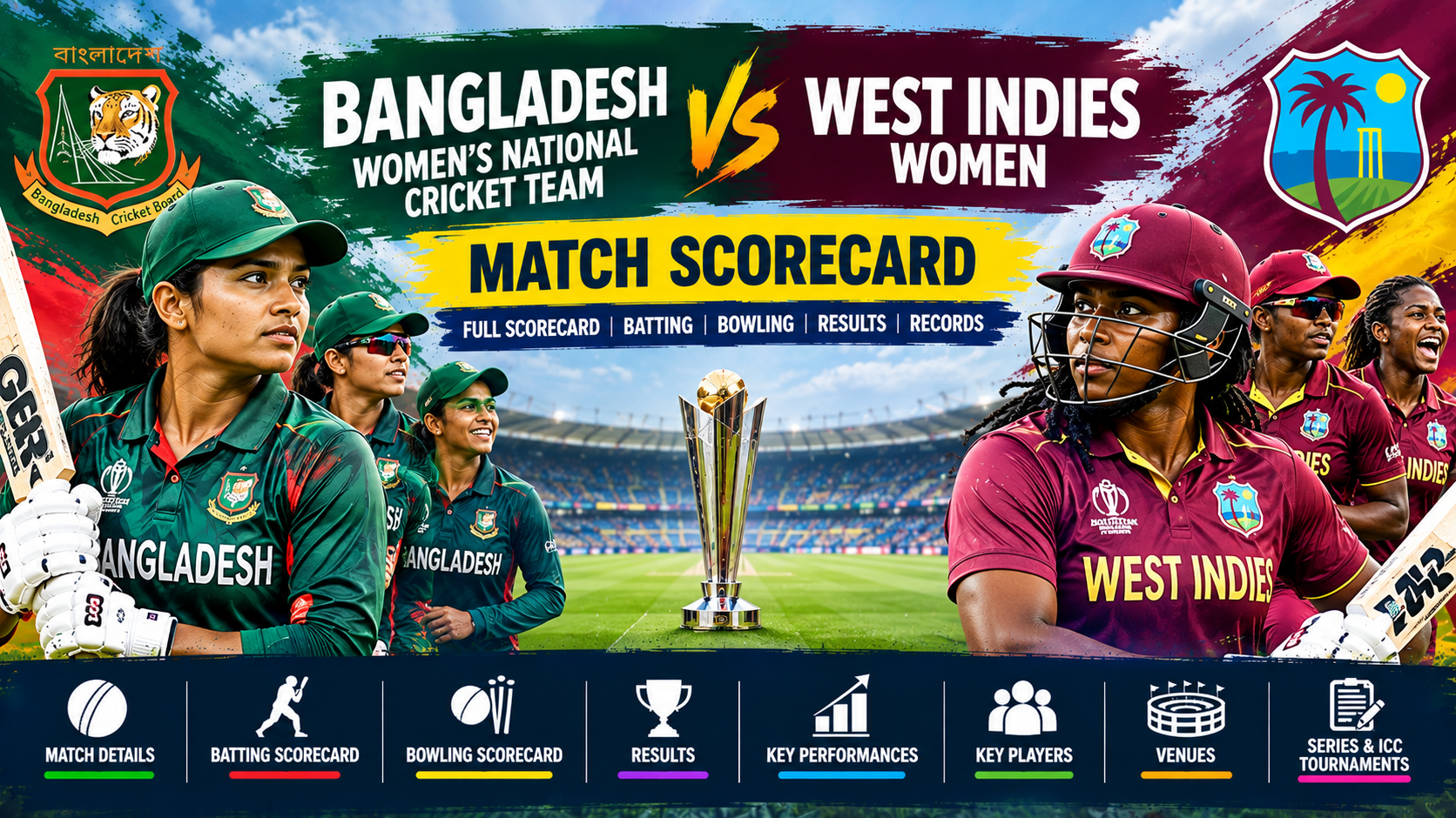Bangladesh women's national cricket team vs West Indies women match scorecard – full batting, bowling and match results